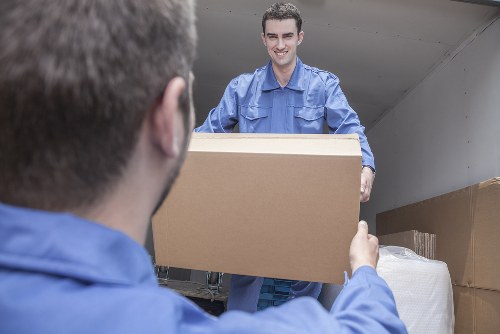 Packing materials and wrapped fragile items ready for removal