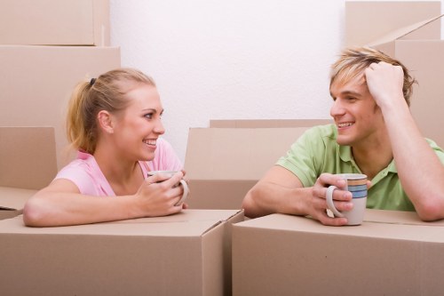 Removals team preparing items safely during a house move