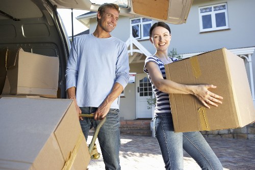 Packed household items ready for transport during a Hackney move